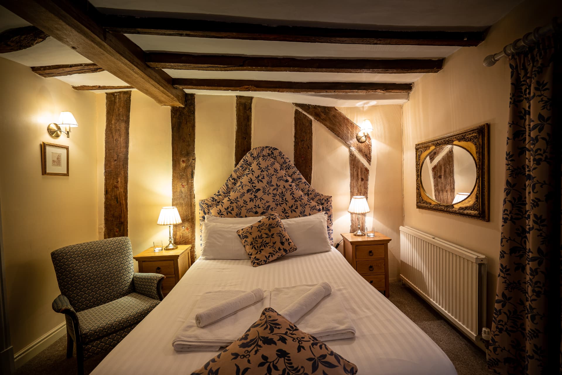 Despenser Room at Caravelli, boutique double in the 14th-century Old Manor, Loughborough