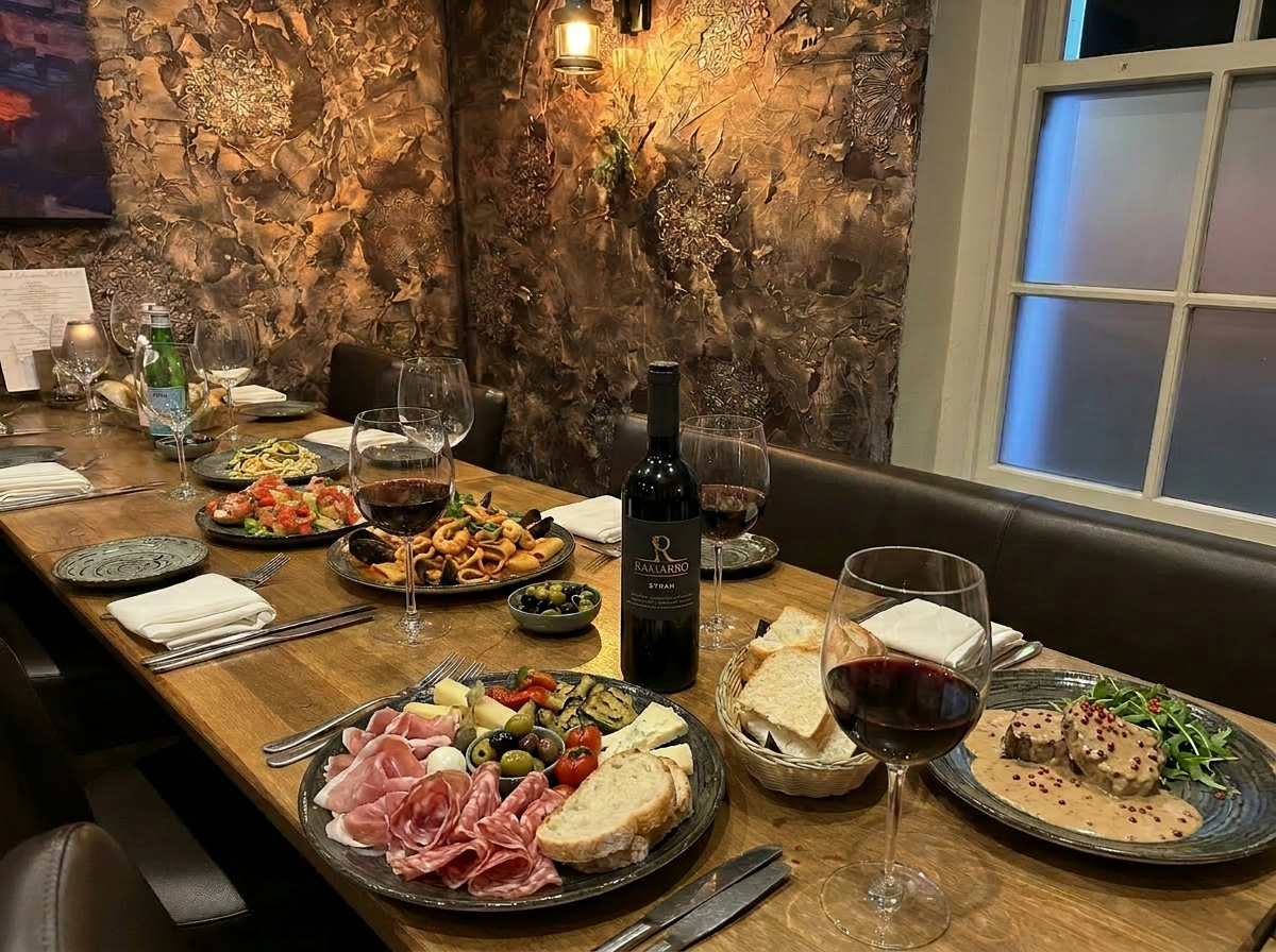 The private dining room set for a meal